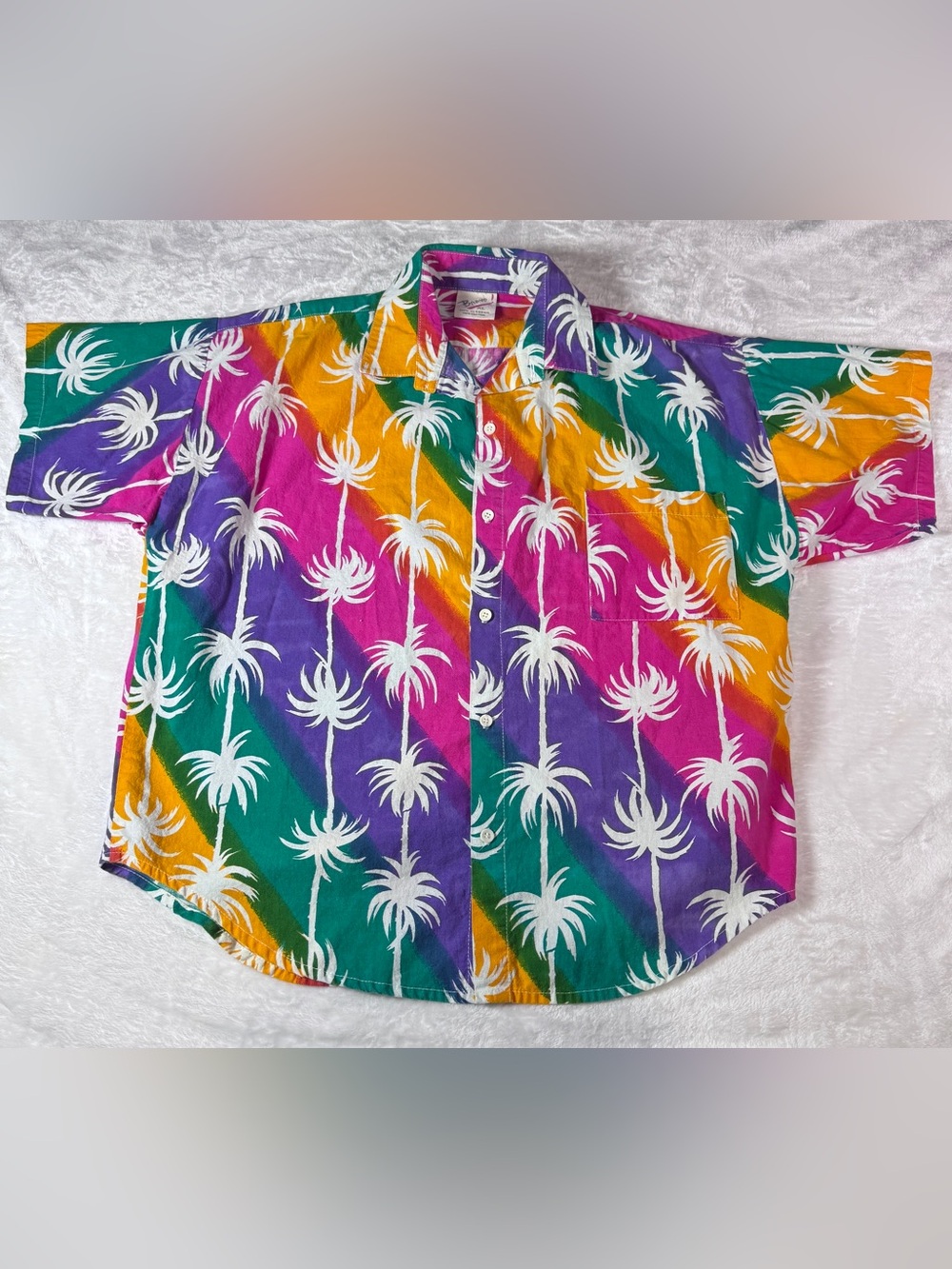 Vintage Bruno XL Colorful Palm Tree Hawaiian Aloha Tropical Shirt
